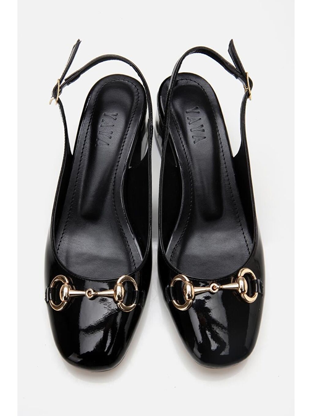 Kadın Rugan Siyah Tokalı Arkası Açık Topuklu Ayakkabı-8