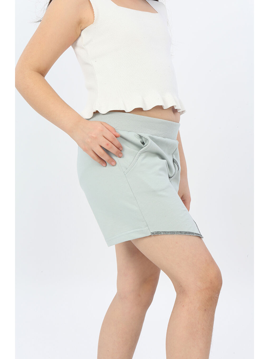 Gri Kız Çocuk Mood It S A Good Nakışlı Şort-2