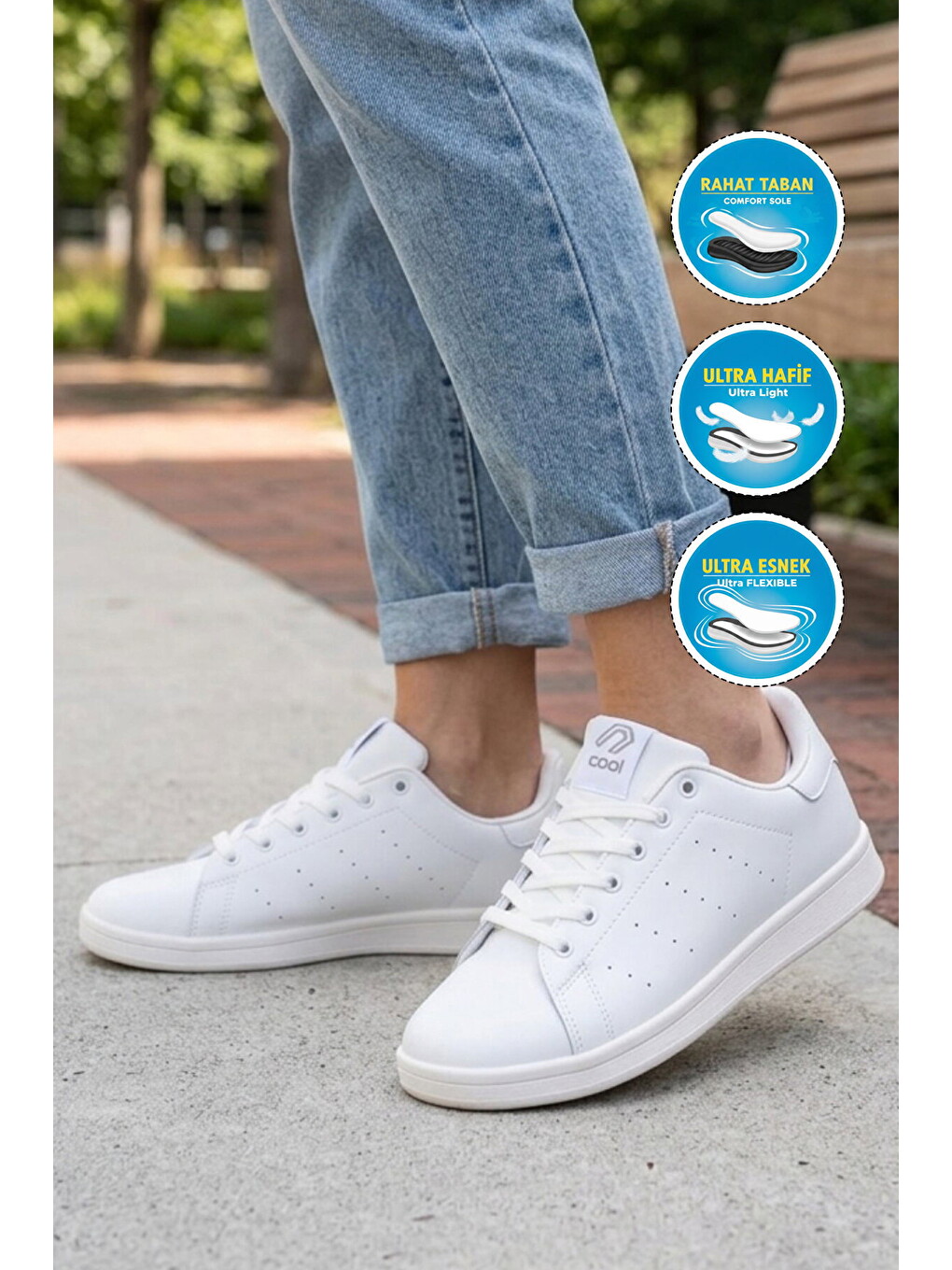 Unisex Beyaz Günlük Sneaker Spor Ayakkabı Rahat Casual Model Ursula G-2