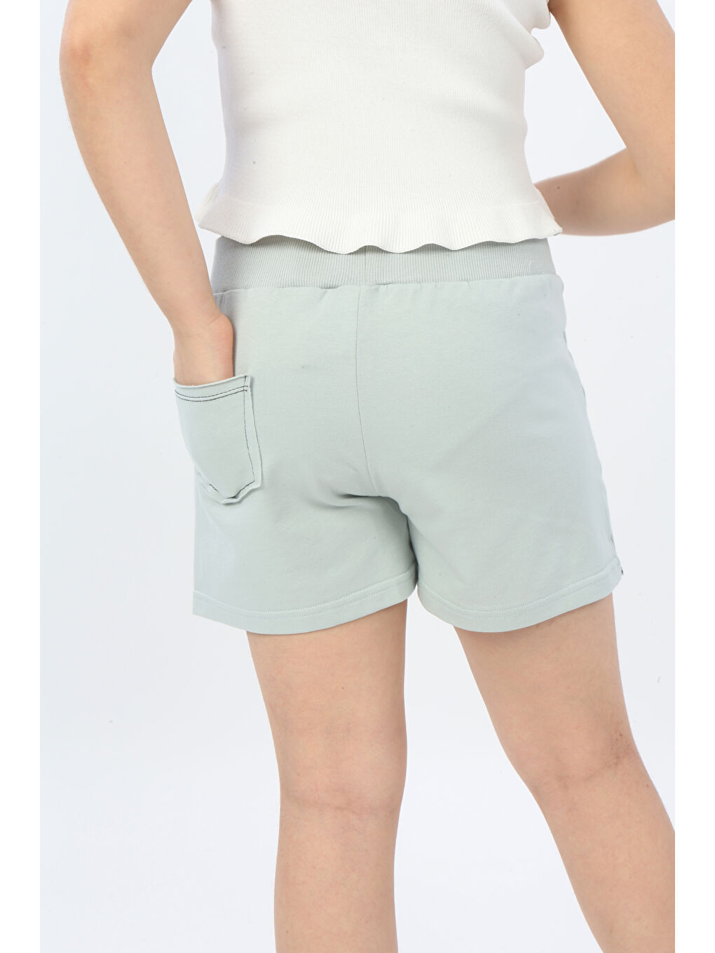 Gri Kız Çocuk Mood It S A Good Nakışlı Şort-4