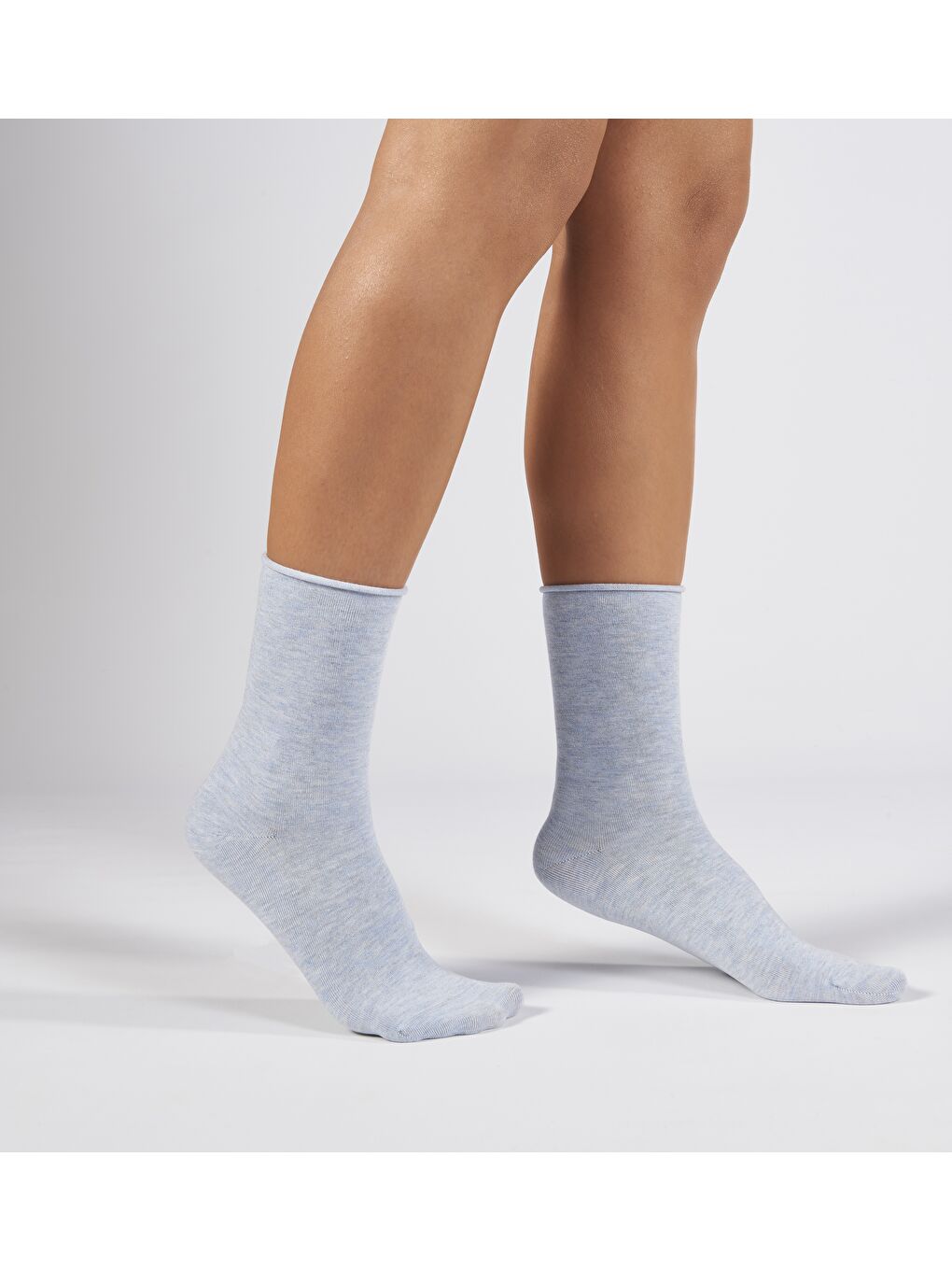 Açık Mavi Bambu Lastiksiz Dikişsiz Kadın Soket Çorap 36-41