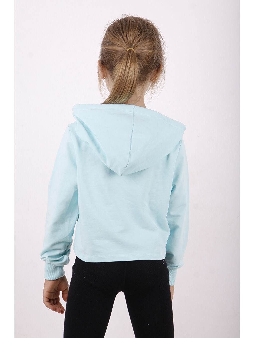 Turkuaz Kız Çocuk Yazı Baskılı Sweatshirt-1