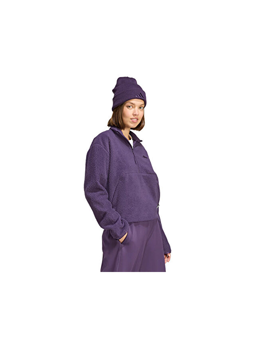 W Ct Fleece Hz Kadın Günlük Polar Sweatshirt Jv7137 Mor-2