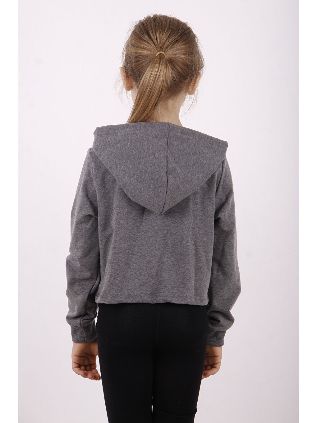 Antrasit Kız Çocuk Yazı Baskılı Sweatshirt-1