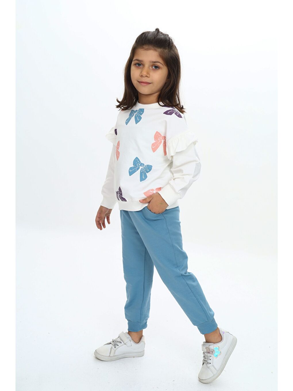 Mavi Kız Çocuk Baskılı Eşofman Takım-2