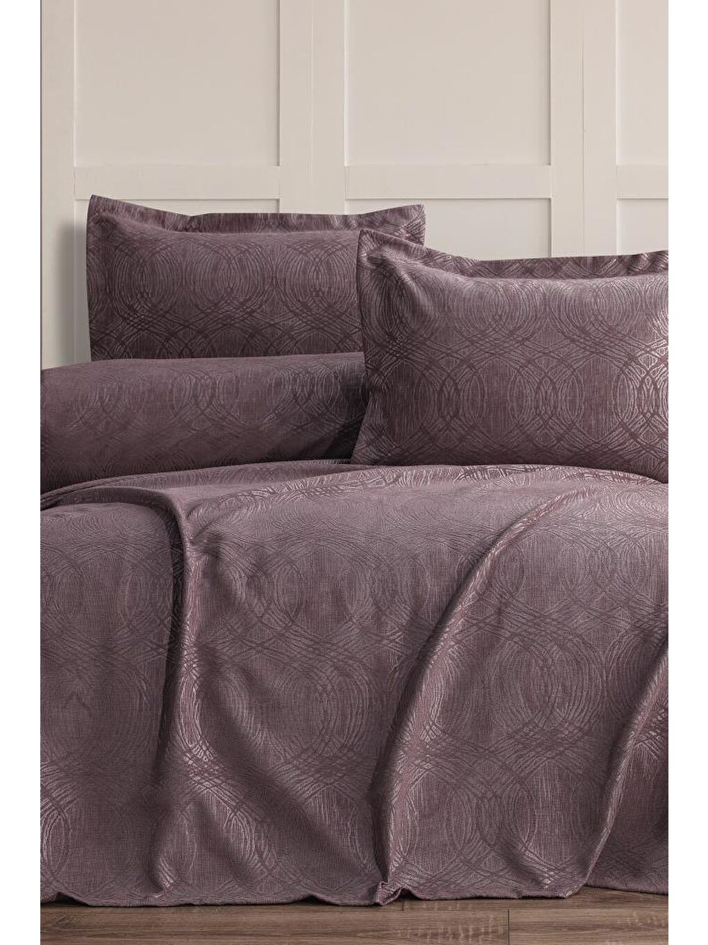 Pembe Aren 2 Parça Tek Kişilik Pike Takımı 180x240 Pudra