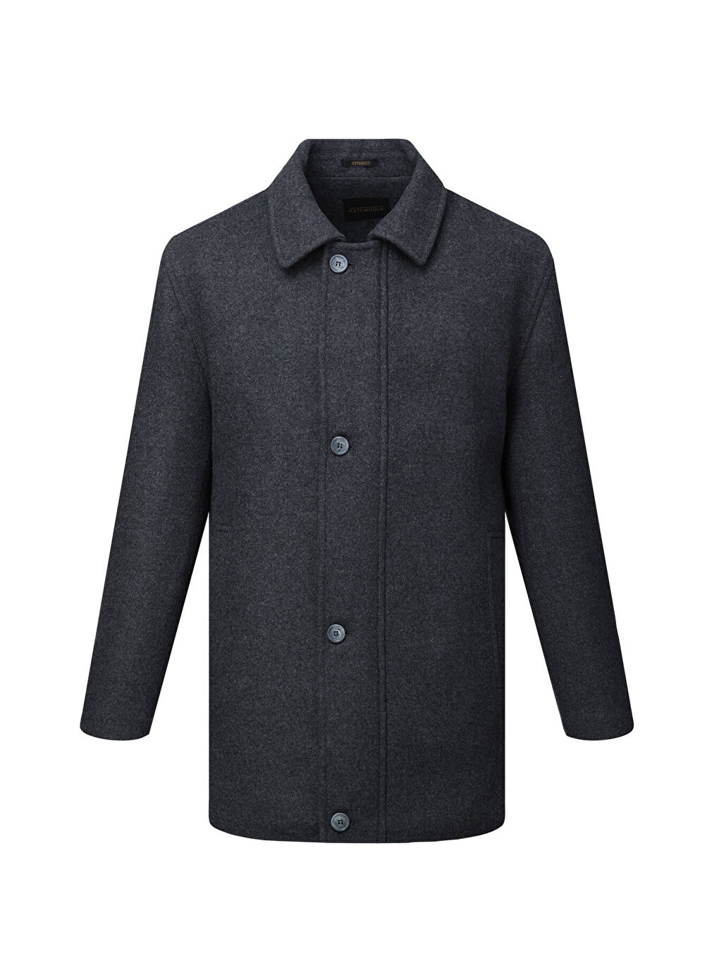 Antrasit Regular Fit Bebe Yaka Yünlü Kaban