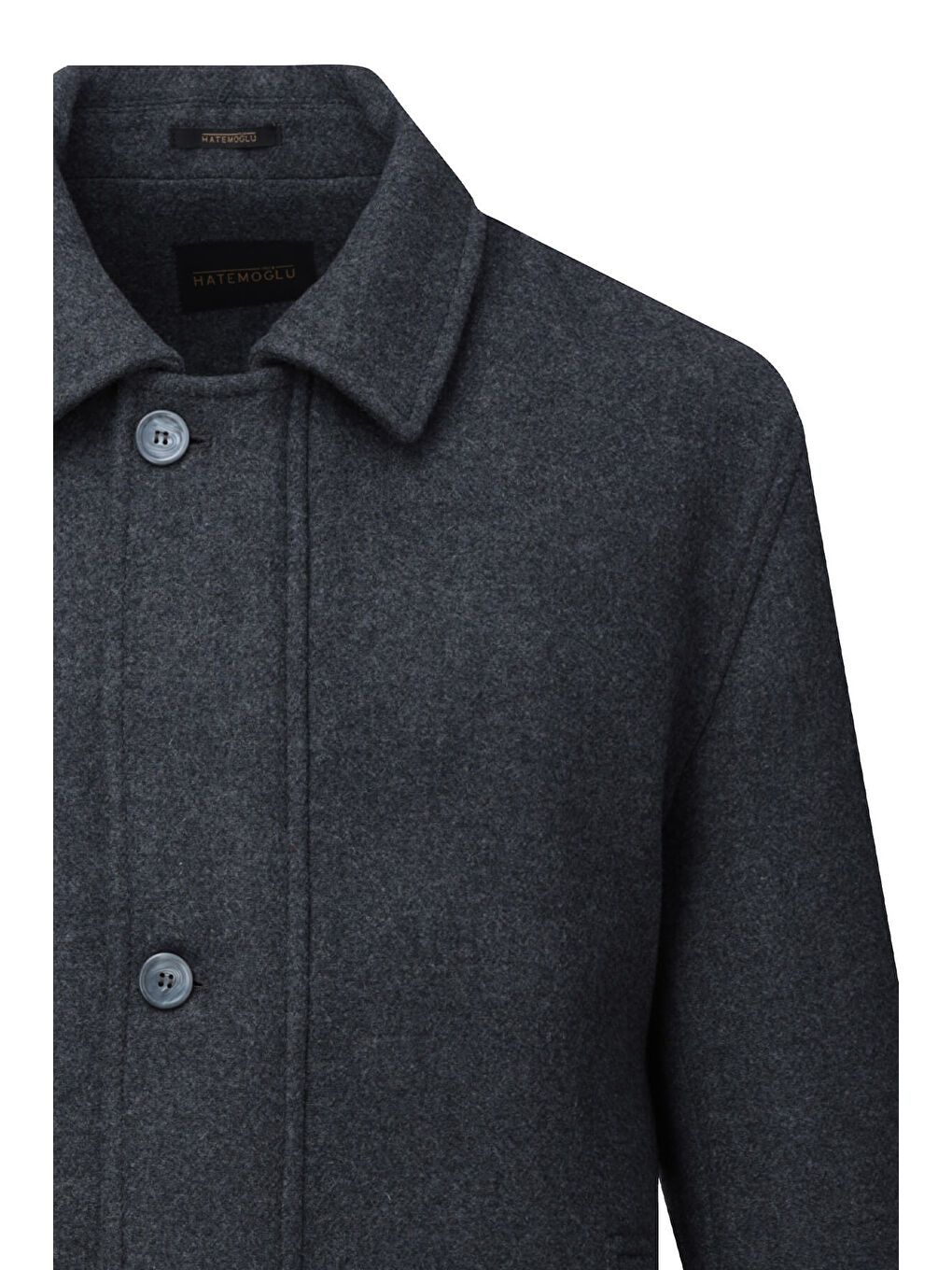 Antrasit Regular Fit Bebe Yaka Yünlü Kaban-1