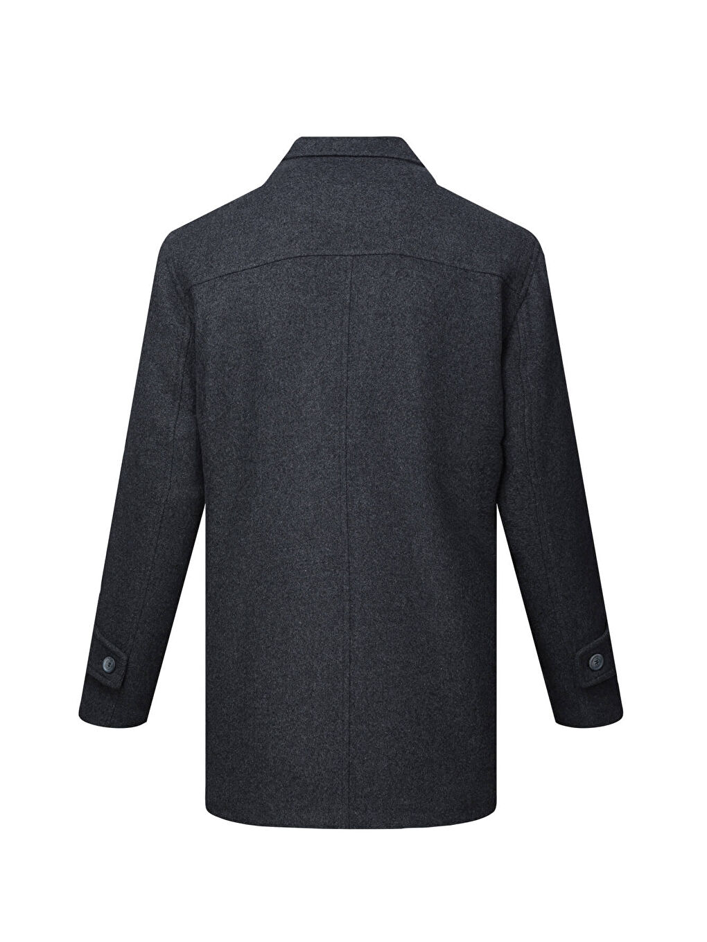 Antrasit Regular Fit Bebe Yaka Yünlü Kaban-2