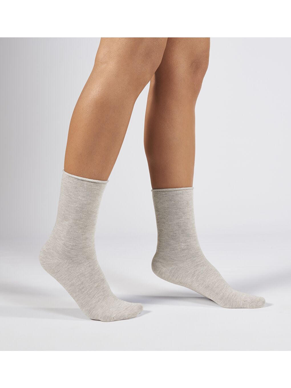 Bej Bambu Lastiksiz Dikişsiz Kadın Soket Çorap 36-41-1