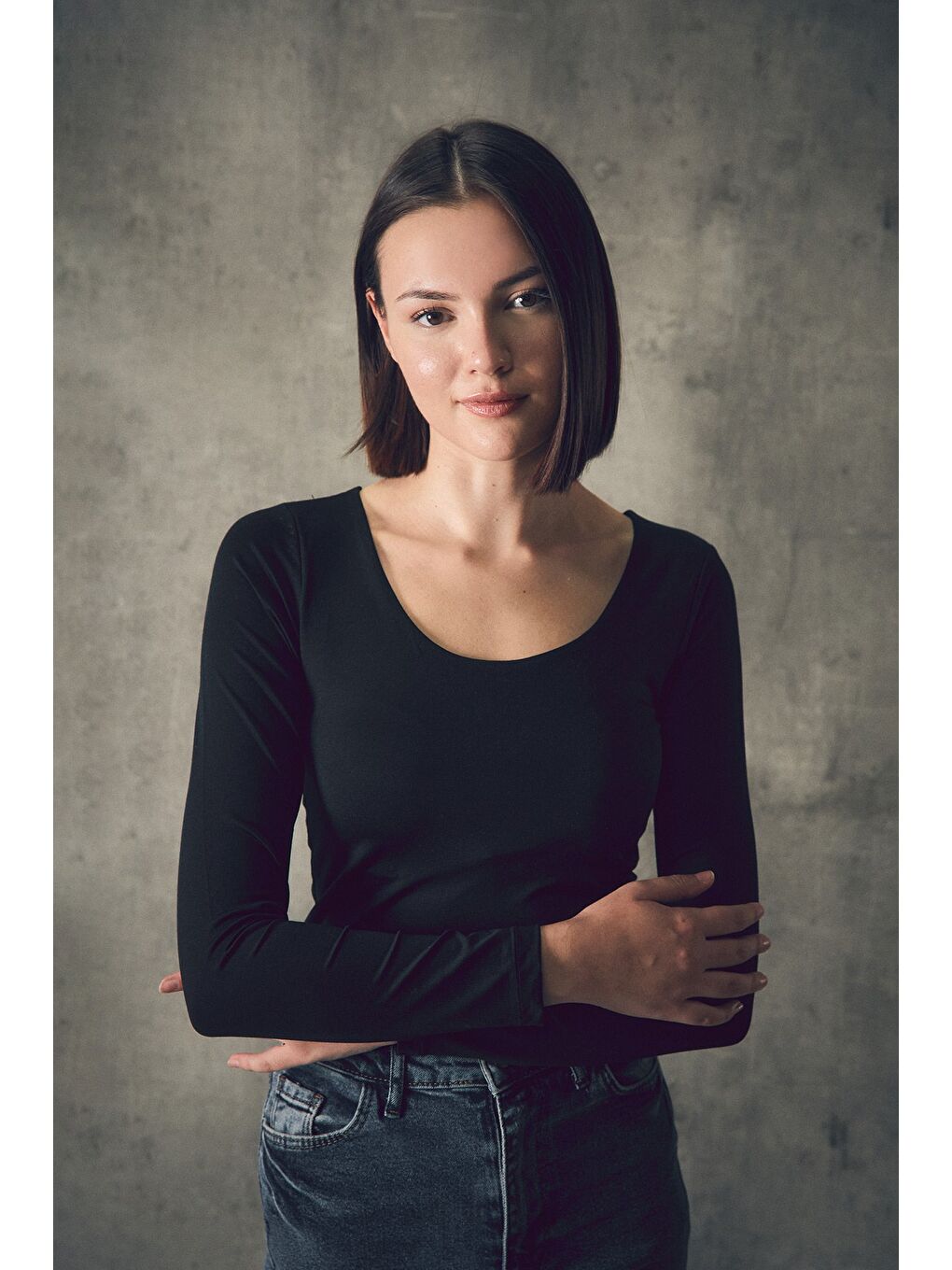 Siyah Basic Kare Yaka Bluz-2