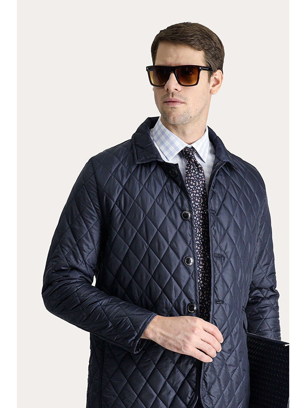 Lacivert Kapitone Mont-1