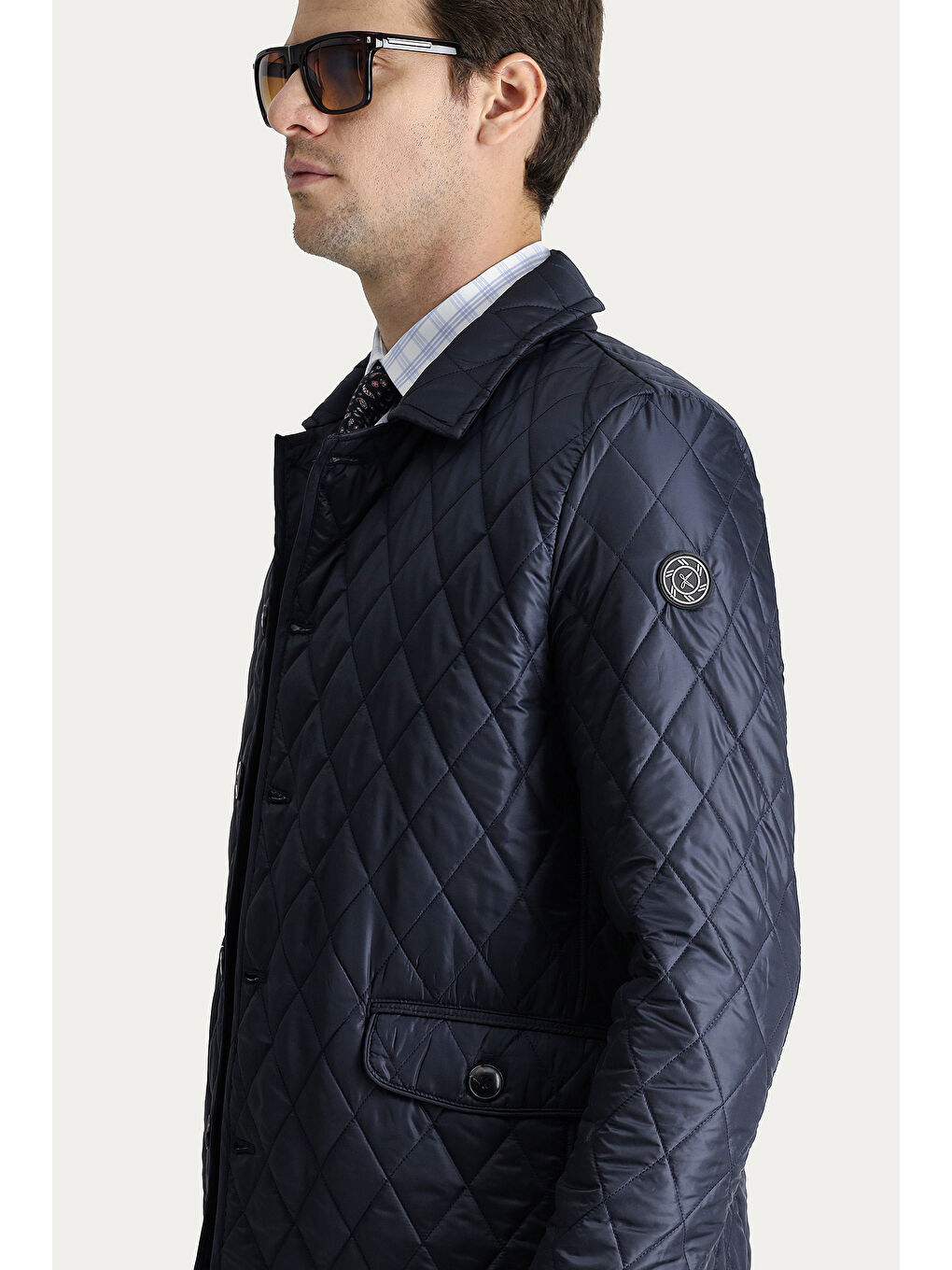 Lacivert Kapitone Mont-2