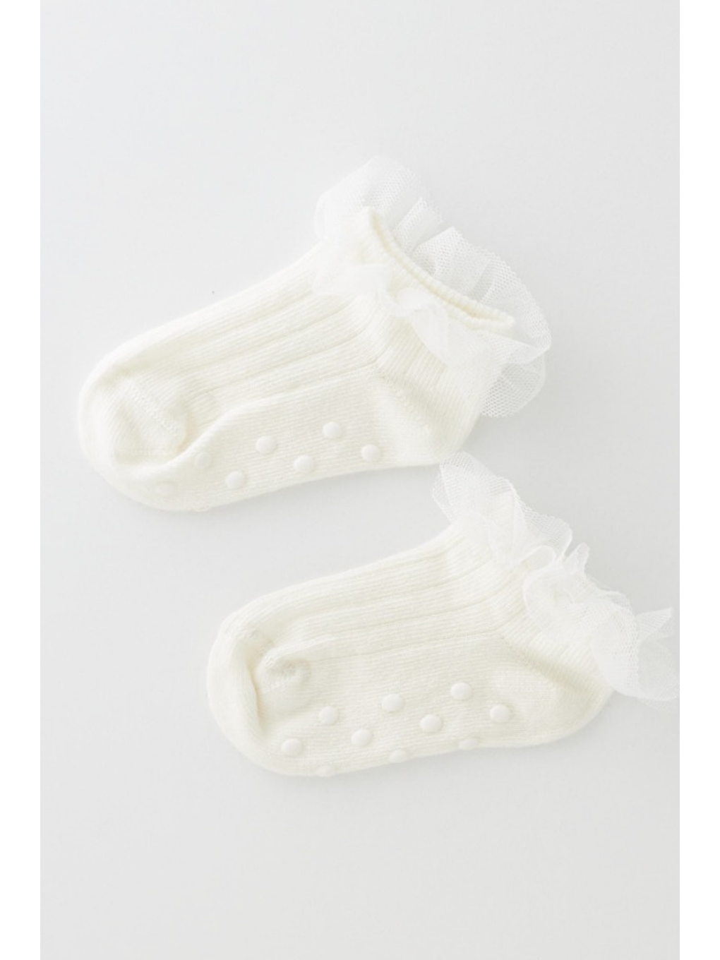 Kız Bebek Tül Aksesuarlı Step Çorap Beyaz