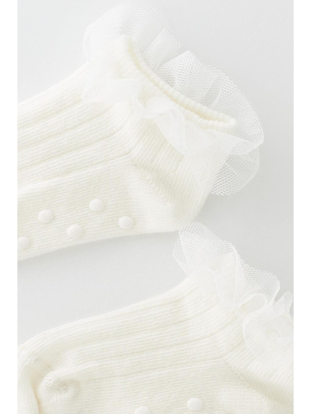Kız Bebek Tül Aksesuarlı Step Çorap Beyaz-1