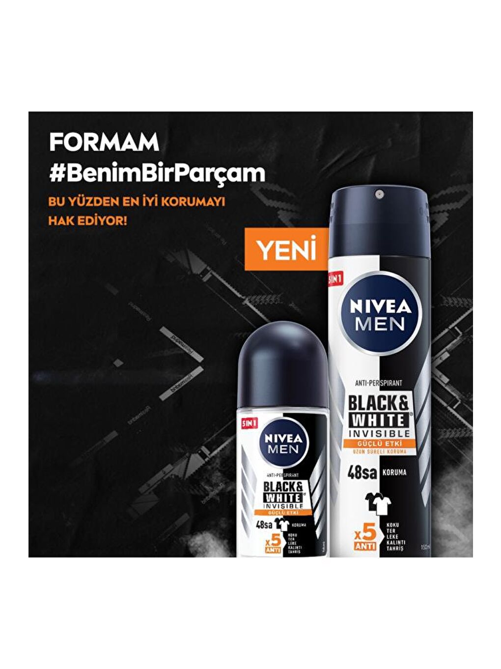 NIVEA Men Erkek Roll On Deodorant Black&White Invisible Güçlü Etki 50 ml 48 Saat Anti-Perspirant Koruma - 4