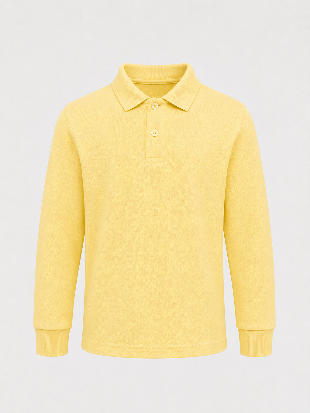 Sarı Kids Polo Yaka Basic Uzun Kollu Unisex Kız Çocuk Tişört-2
