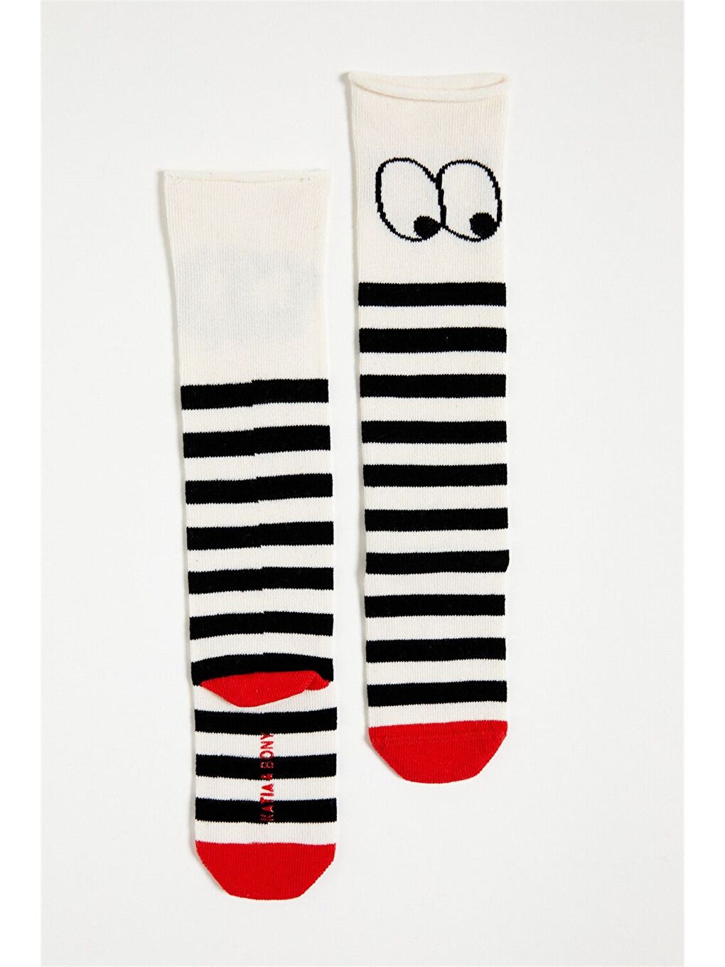 Bebek Gözlü Dizaltı Çorap Ekru-1