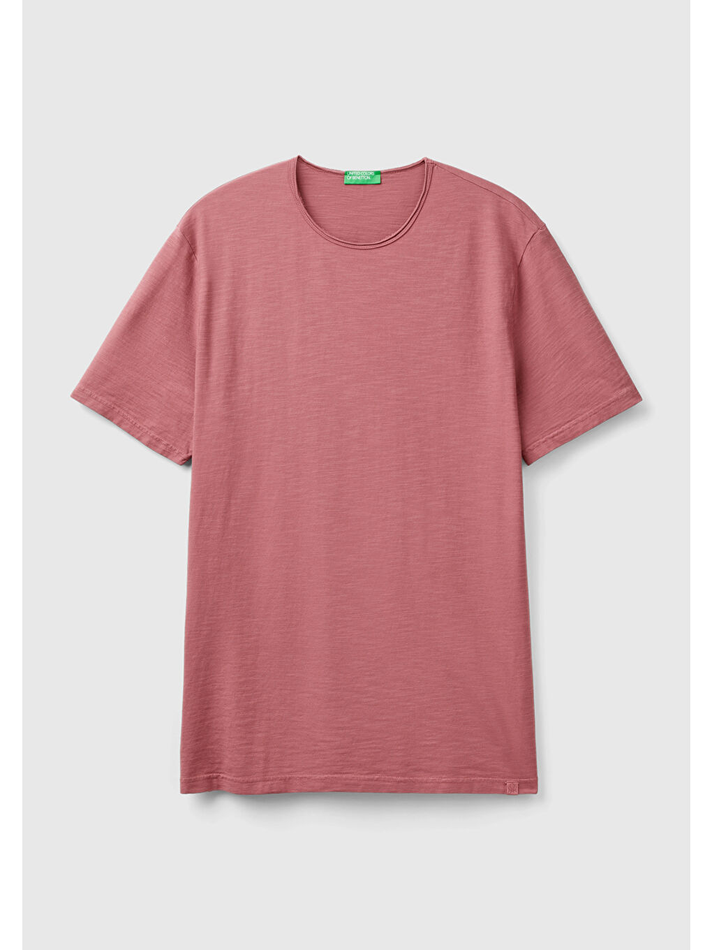 Pembe Erkek Gül Kurusu Bisiklet Yaka Slub Tişört-1