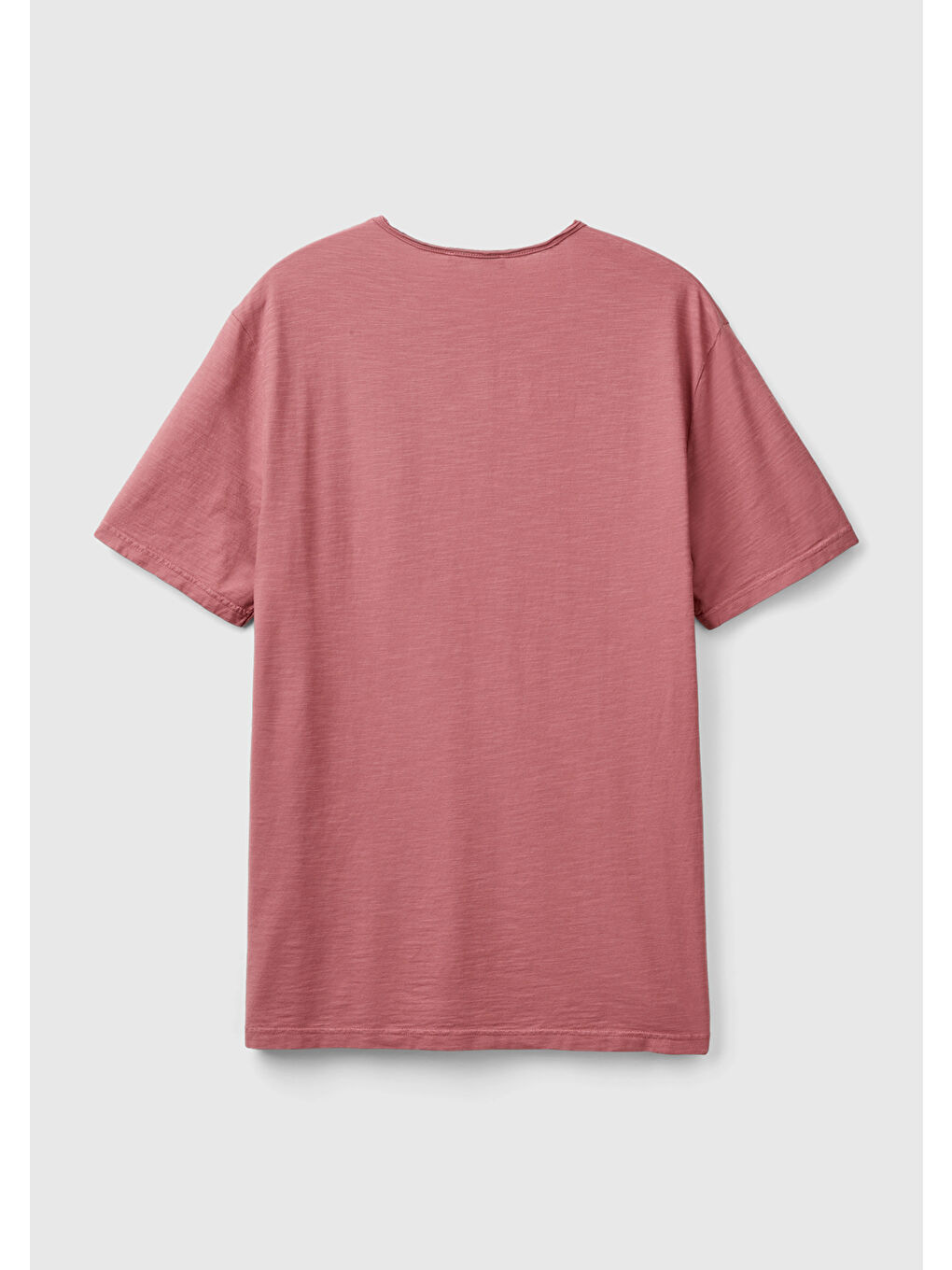 Pembe Erkek Gül Kurusu Bisiklet Yaka Slub Tişört-3