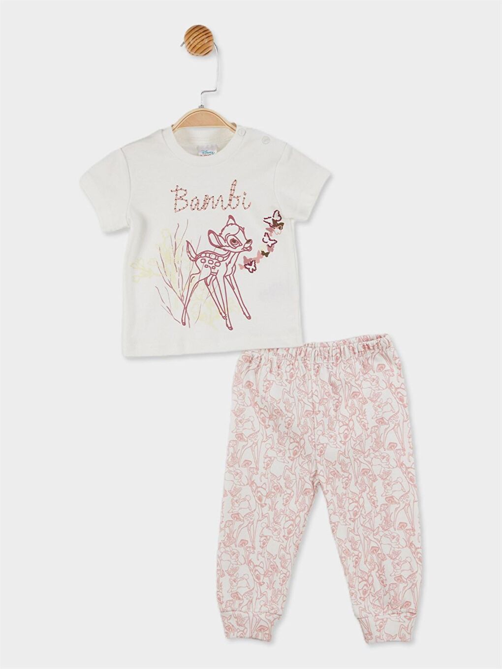 Ekru Bambi Lisanslı Kız Bebek Pijama Takımı 20825