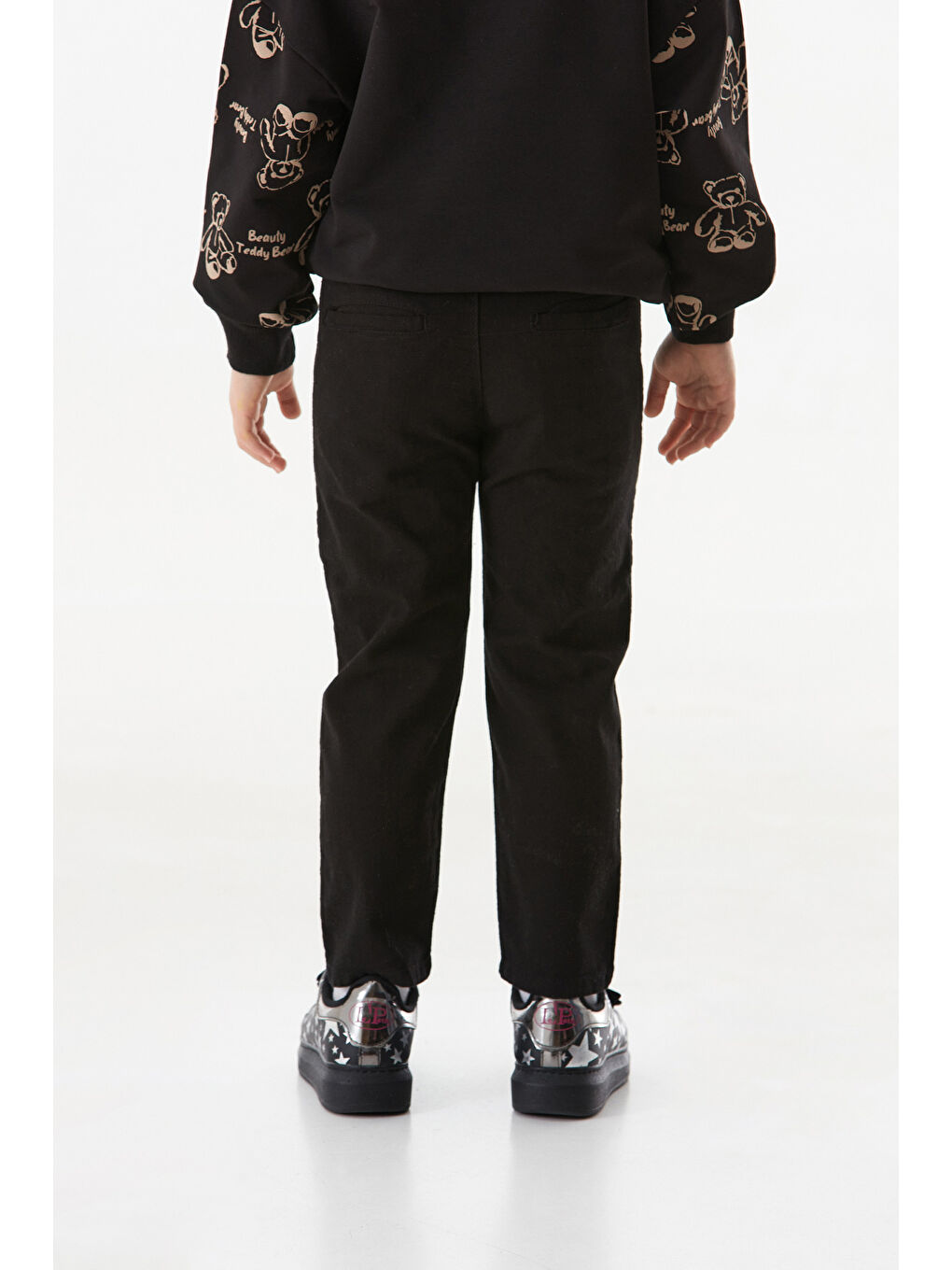 Siyah Beli Bağlamalı Cebi Fermuarlı Unisex Pantolon-4