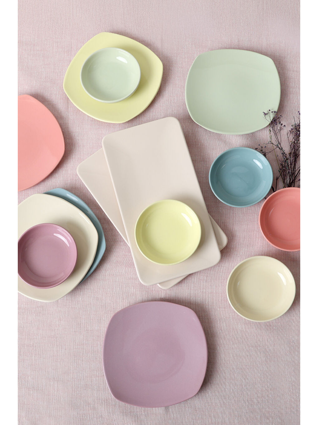 Karışık Mix Soft Çeyiz Seti 14 Parça 6 Kişilik