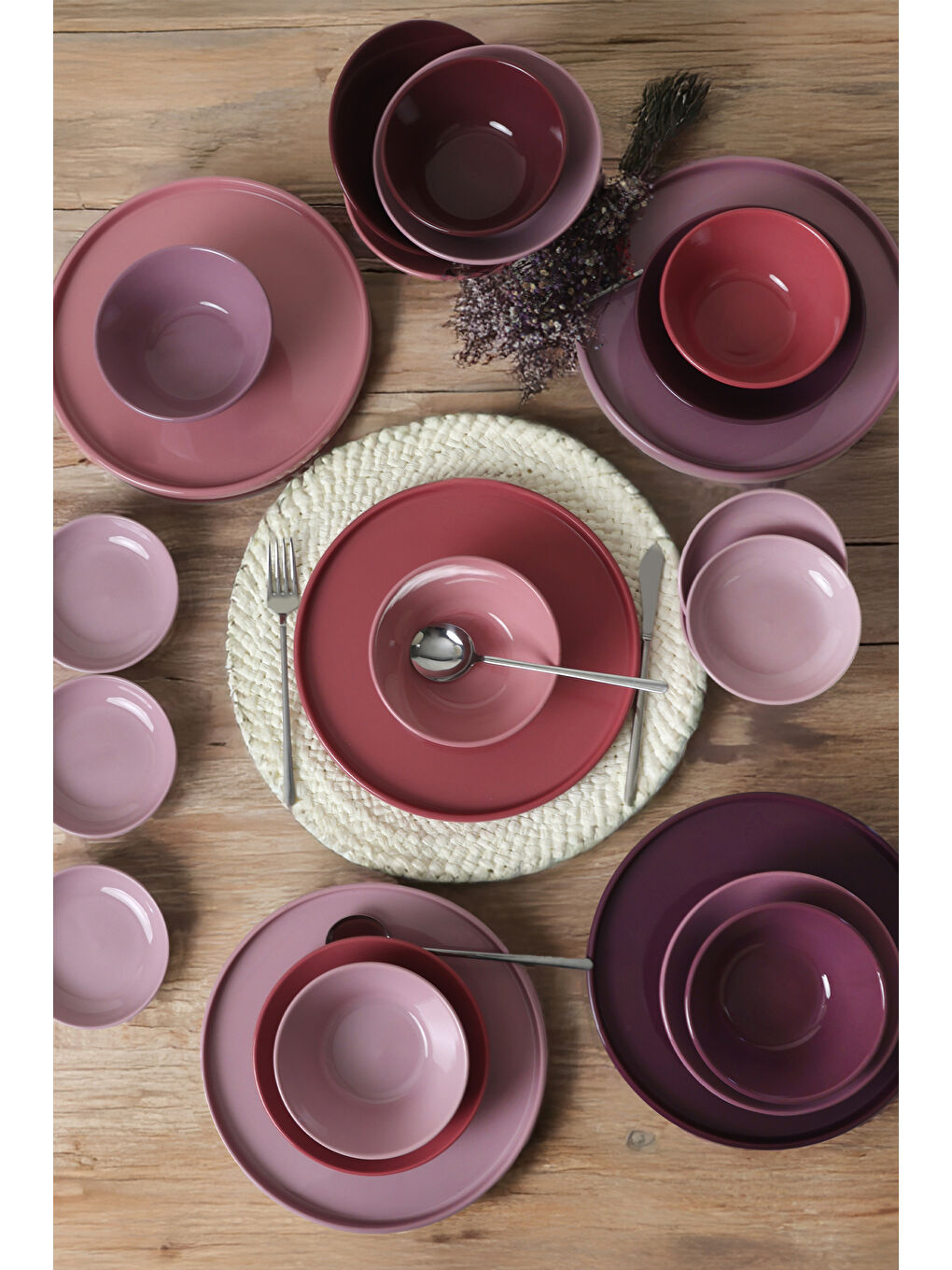 Karışık Mix Mor Çeyiz Seti 24 Parça 6 Kişilik