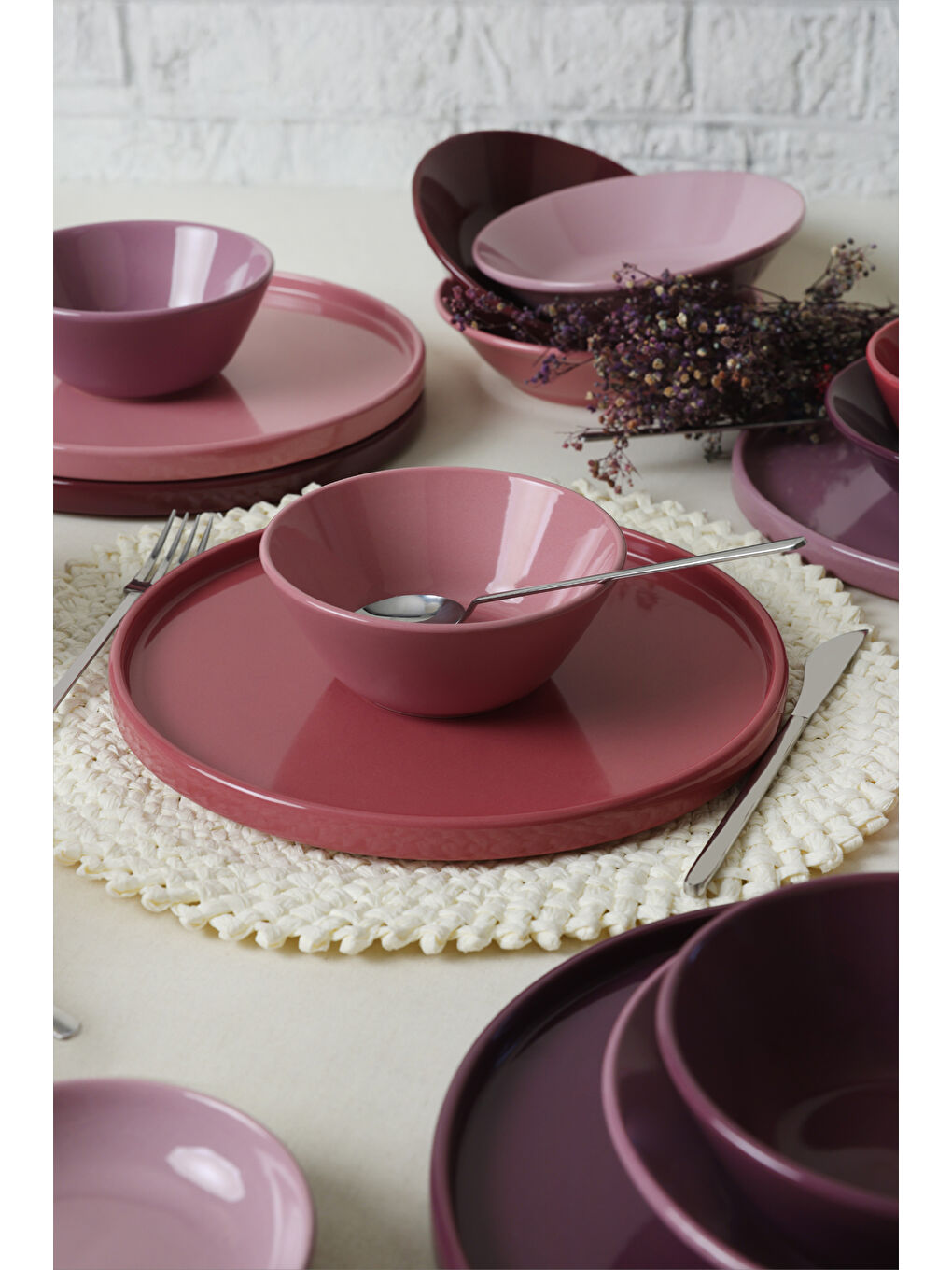 Karışık Mix Mor Çeyiz Seti 24 Parça 6 Kişilik-2