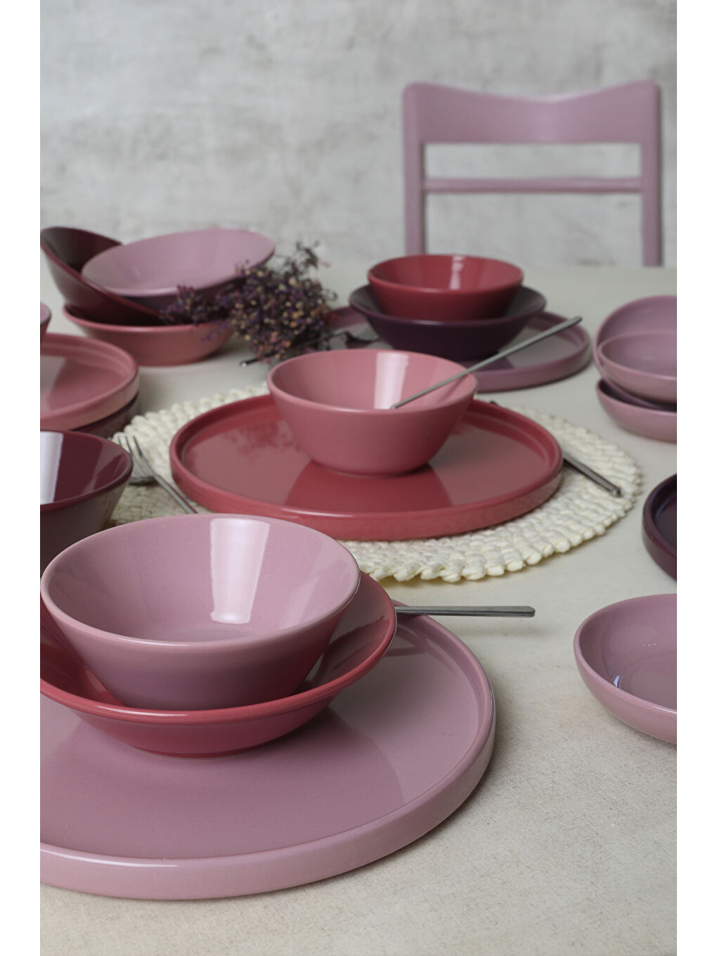 Karışık Mix Mor Çeyiz Seti 24 Parça 6 Kişilik-3