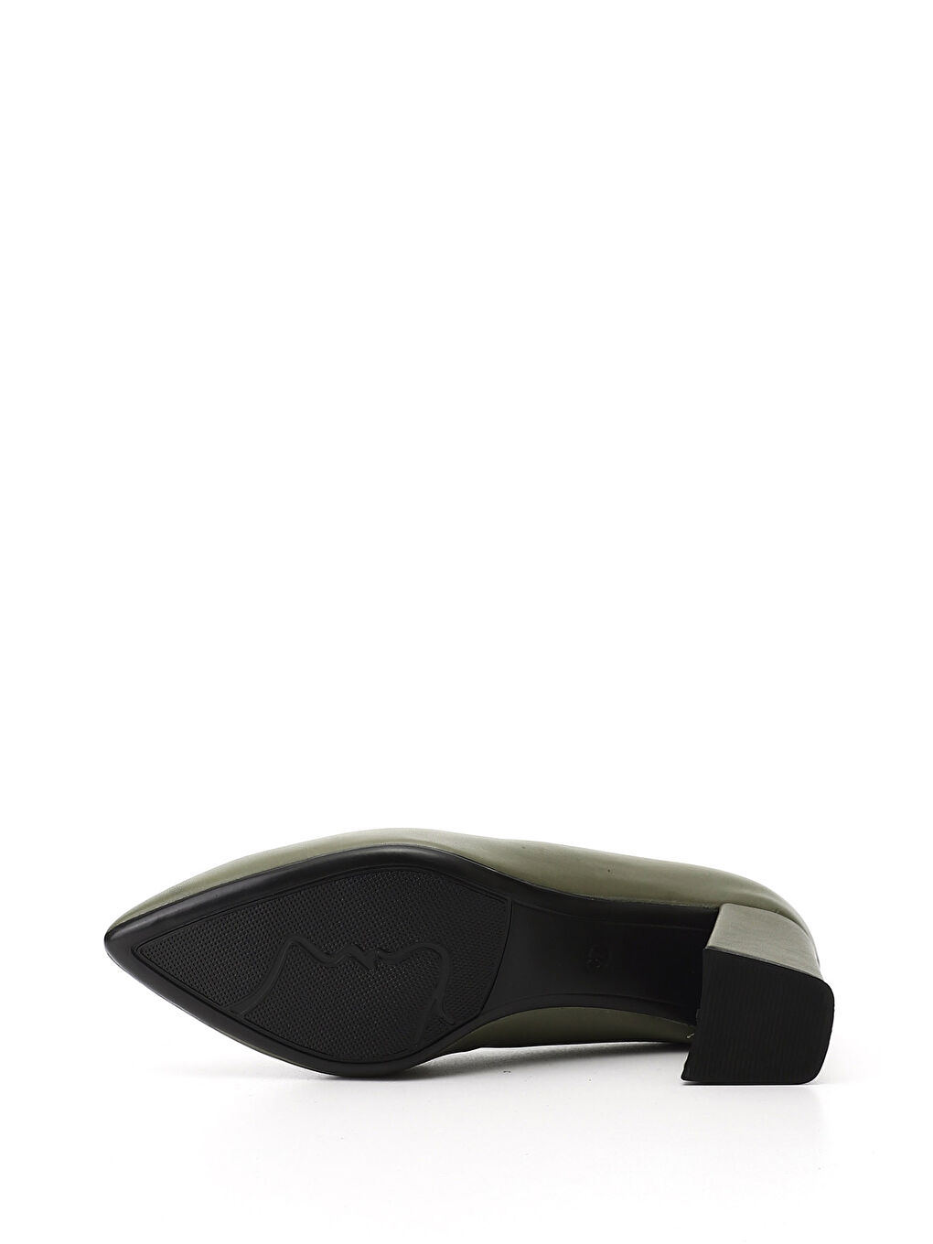 Yeşil Kadın YEŞİL Sivri Burun Orta Kalın Topuklu Hakiki Deri Ayakkabı-3