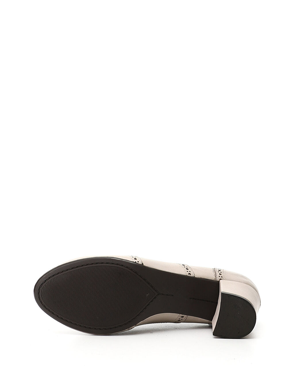 Bej Kadın AÇIK BEJ Bağcıklı Kalın Topuklu Hakiki Deri Oxford Ayakkabı-3