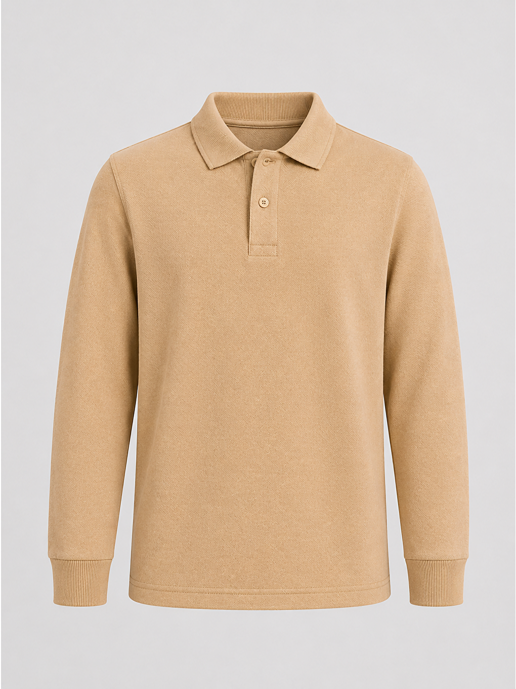 Bej Kids Polo Yaka Basic Uzun Kollu Unisex Kız Çocuk Tişört-2