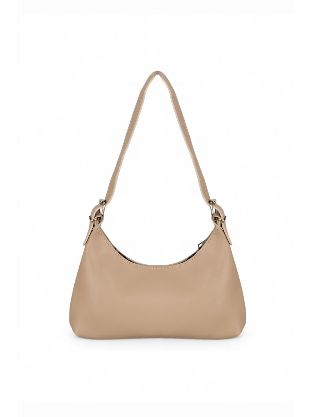 Bej Kadın Vizon Suni Deri Baget El ve Omuz Çantası