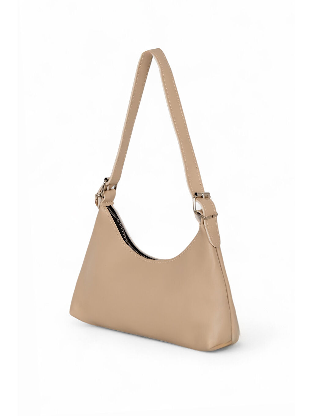 Bej Kadın Vizon Suni Deri Baget El ve Omuz Çantası-1