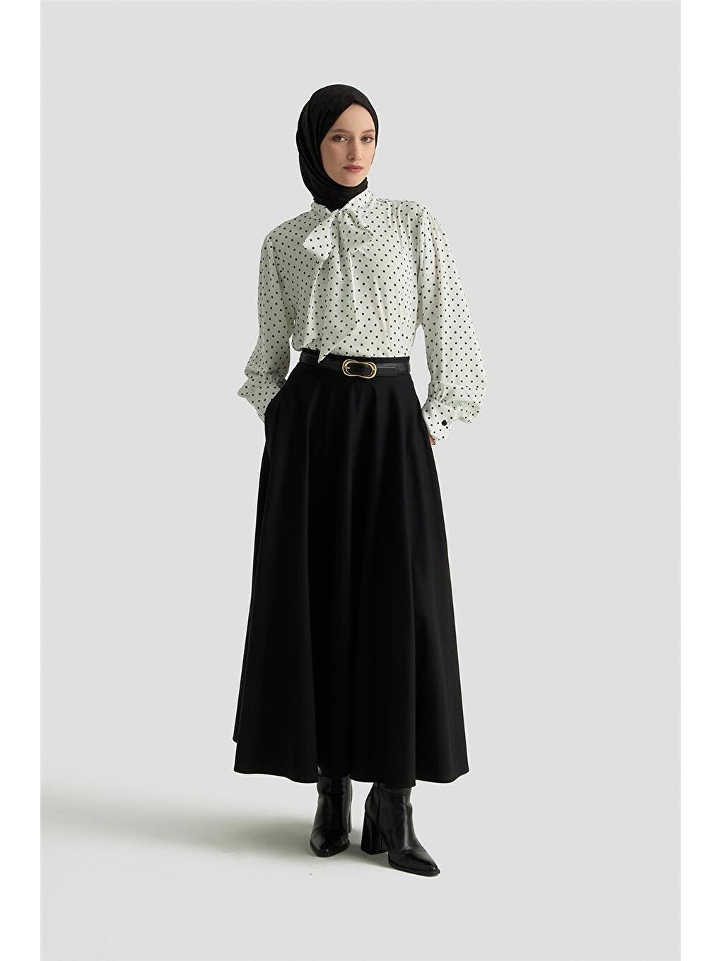 Fular Detaylı Puantiyeli Bluz 25Kd1006 Beyaz-2