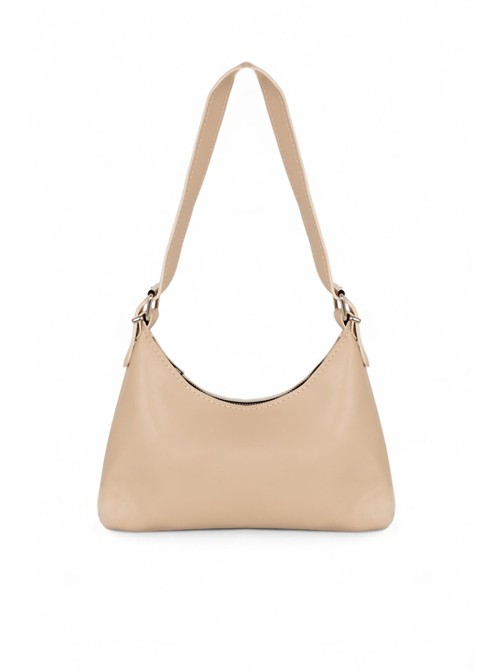 Bej Kadın Vizon Suni Deri Baget El ve Omuz Çantası-2