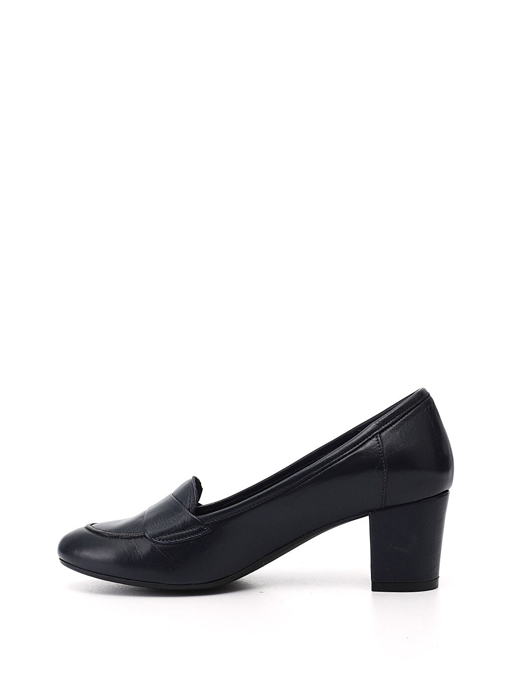 Lacivert Kadın AÇIK LACİVERT Kalın Topuklu Hakiki Deri Ayakkabı-2