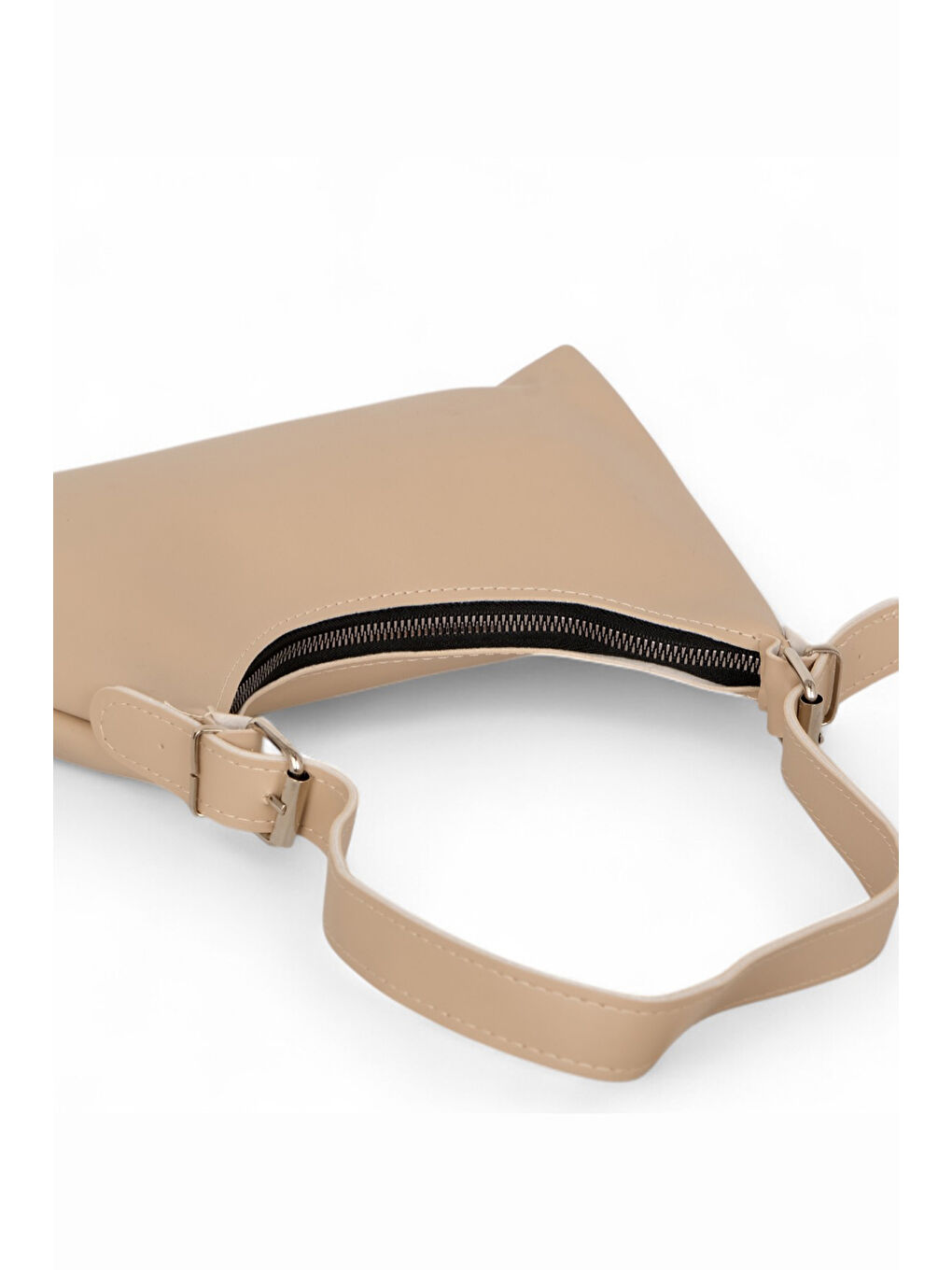 Bej Kadın Vizon Suni Deri Baget El ve Omuz Çantası-3