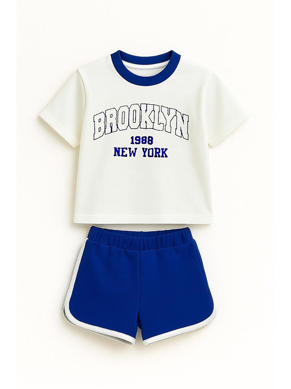 Erkek Çocuk %100 Pamuklu Brooklyn Baskılı Şortlu Takım - Lacivert (3-4 Yaş 8-9 Yaş)-1