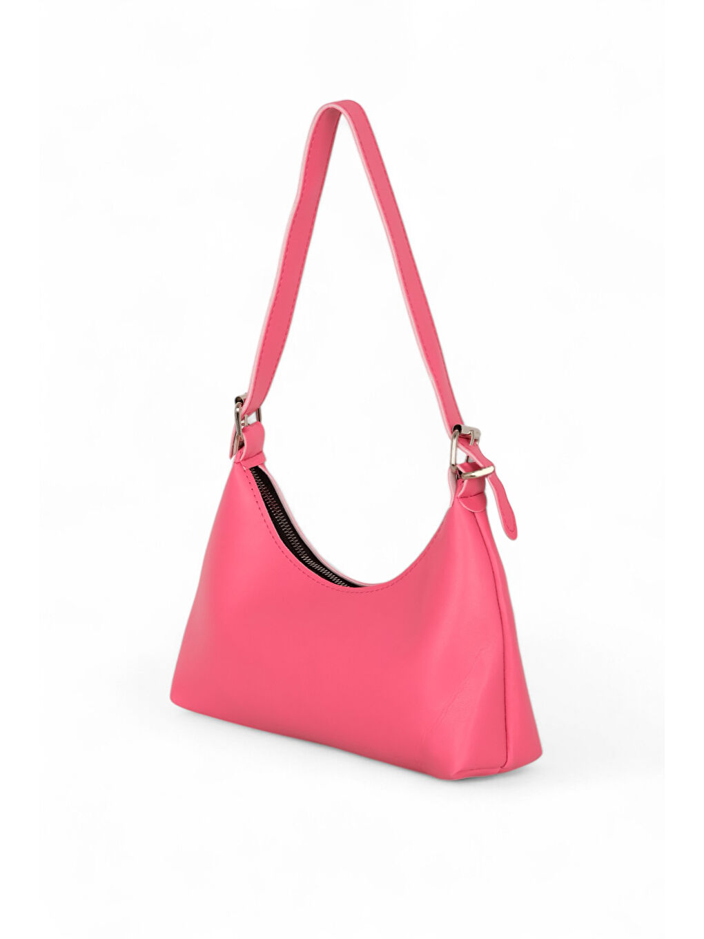 Kadın Fuşya Suni Deri Baget El ve Omuz Çantası-1