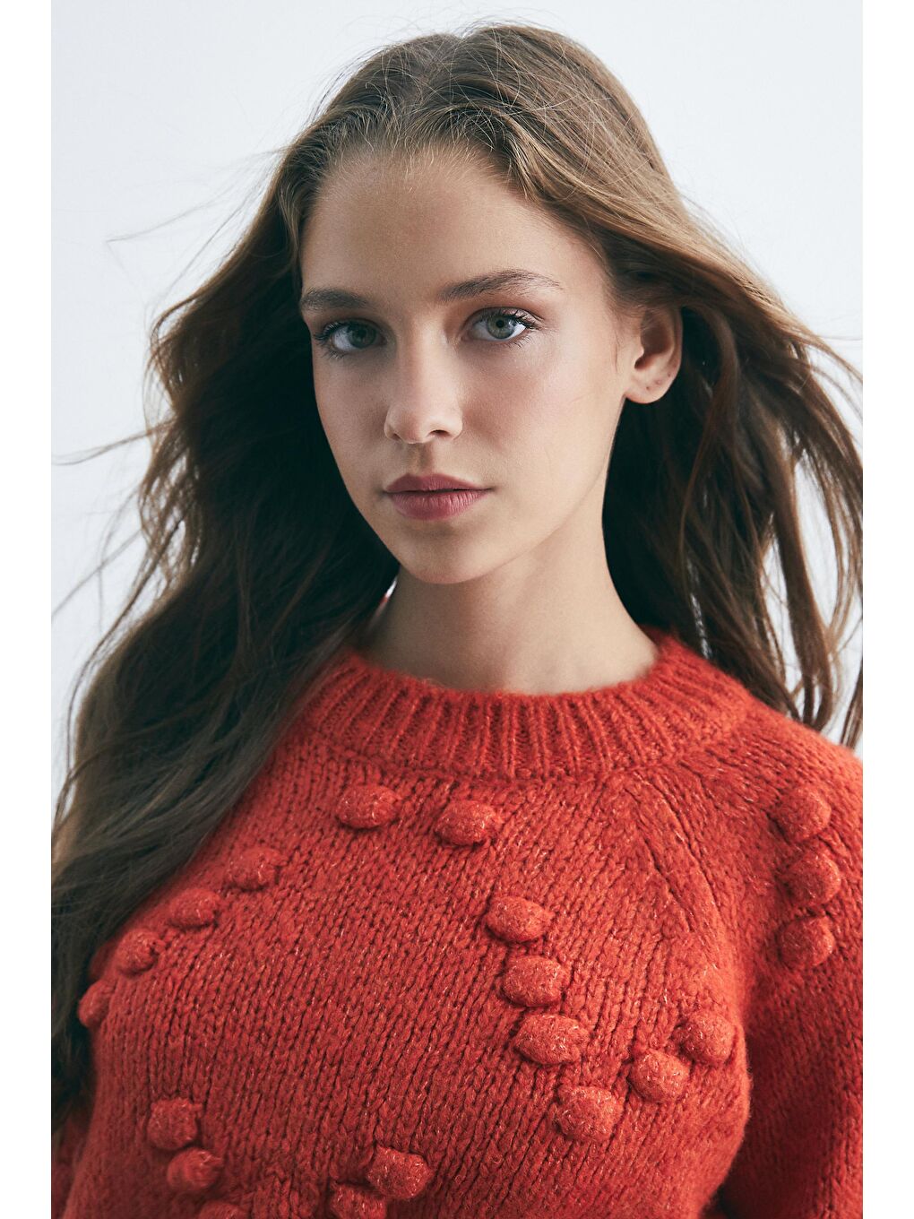 Turuncu Pon Pon Detaylı Kazak