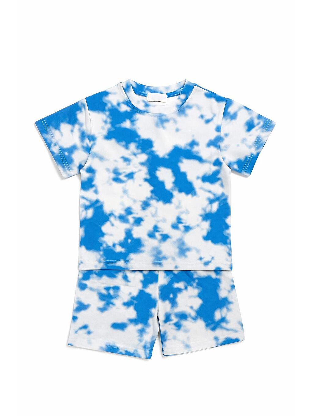 Mavi Erkek Çocuk Batik Desenli %100 Pamuk Şortlu Takım (3-4 Yaş 8-9 Yaş)-1