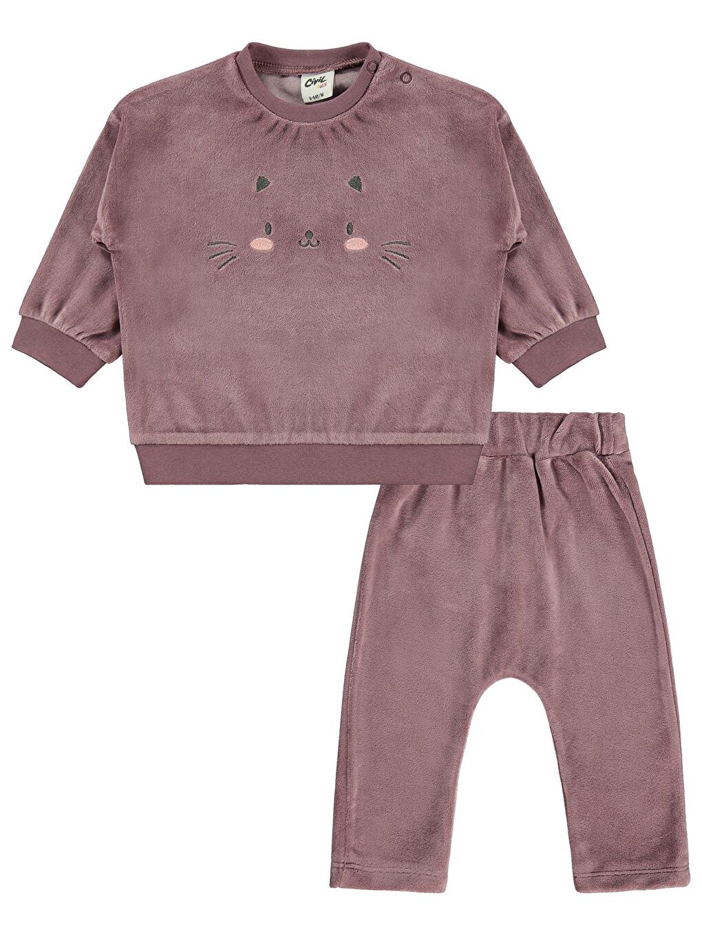 Baby Kedi Nakışlı 6-18 Ay Takım - Kahverengi 12-18 Ay