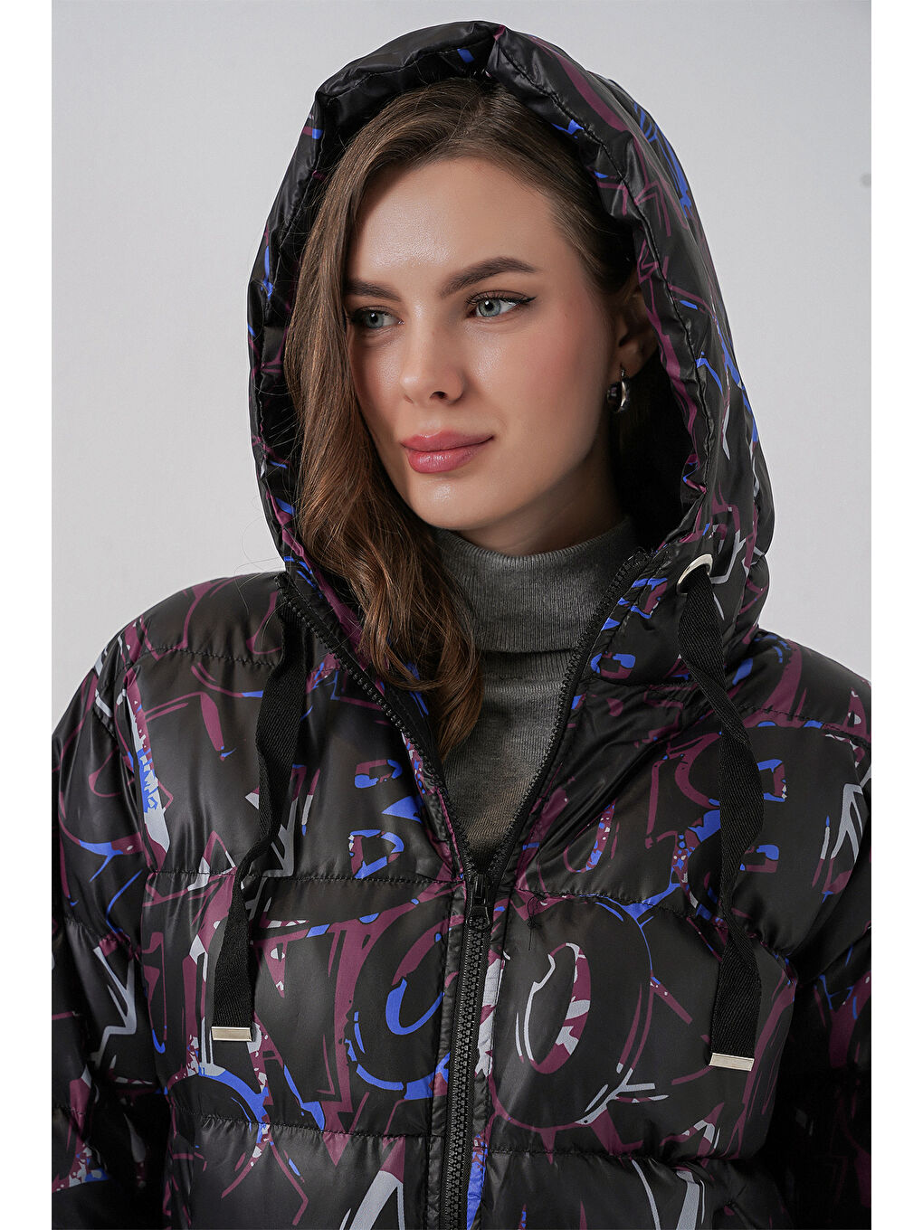 Karışık 5125 Desenli Şişme Mont - Çok Renkli-4