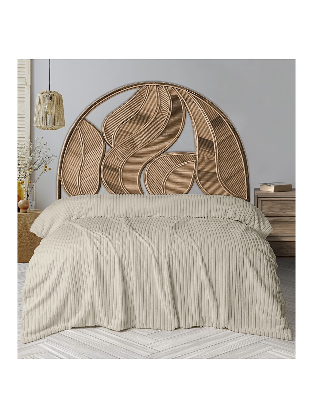 Ekru Wellsoft Fitilli Battaniye 200x220