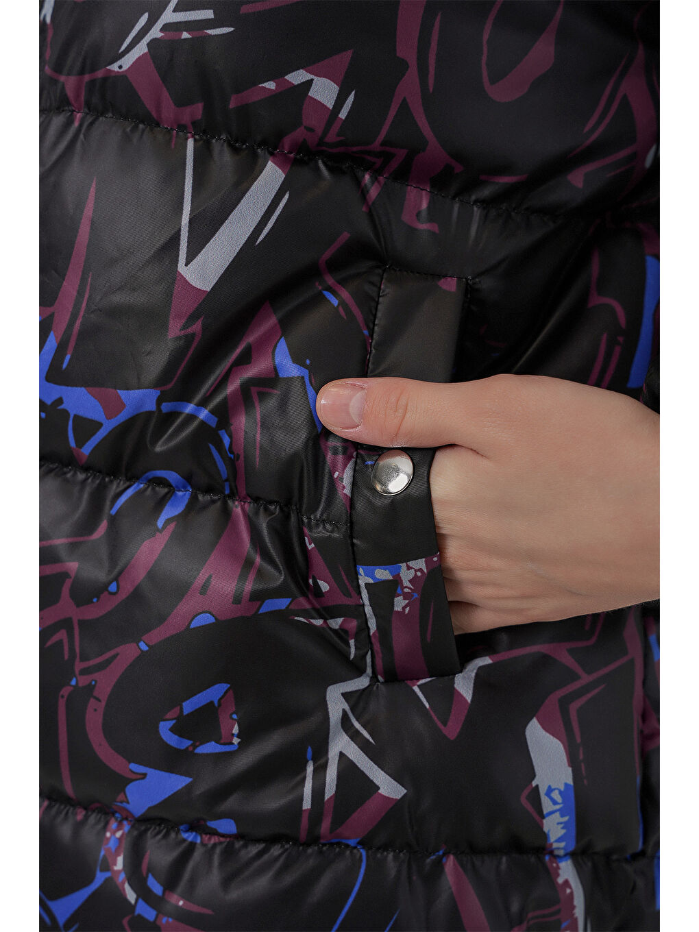 Karışık 5125 Desenli Şişme Mont - Çok Renkli-5