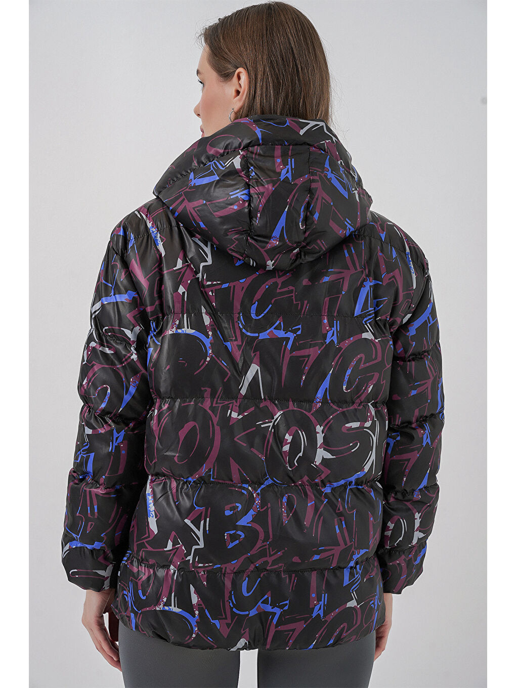 Karışık 5125 Desenli Şişme Mont - Çok Renkli-6