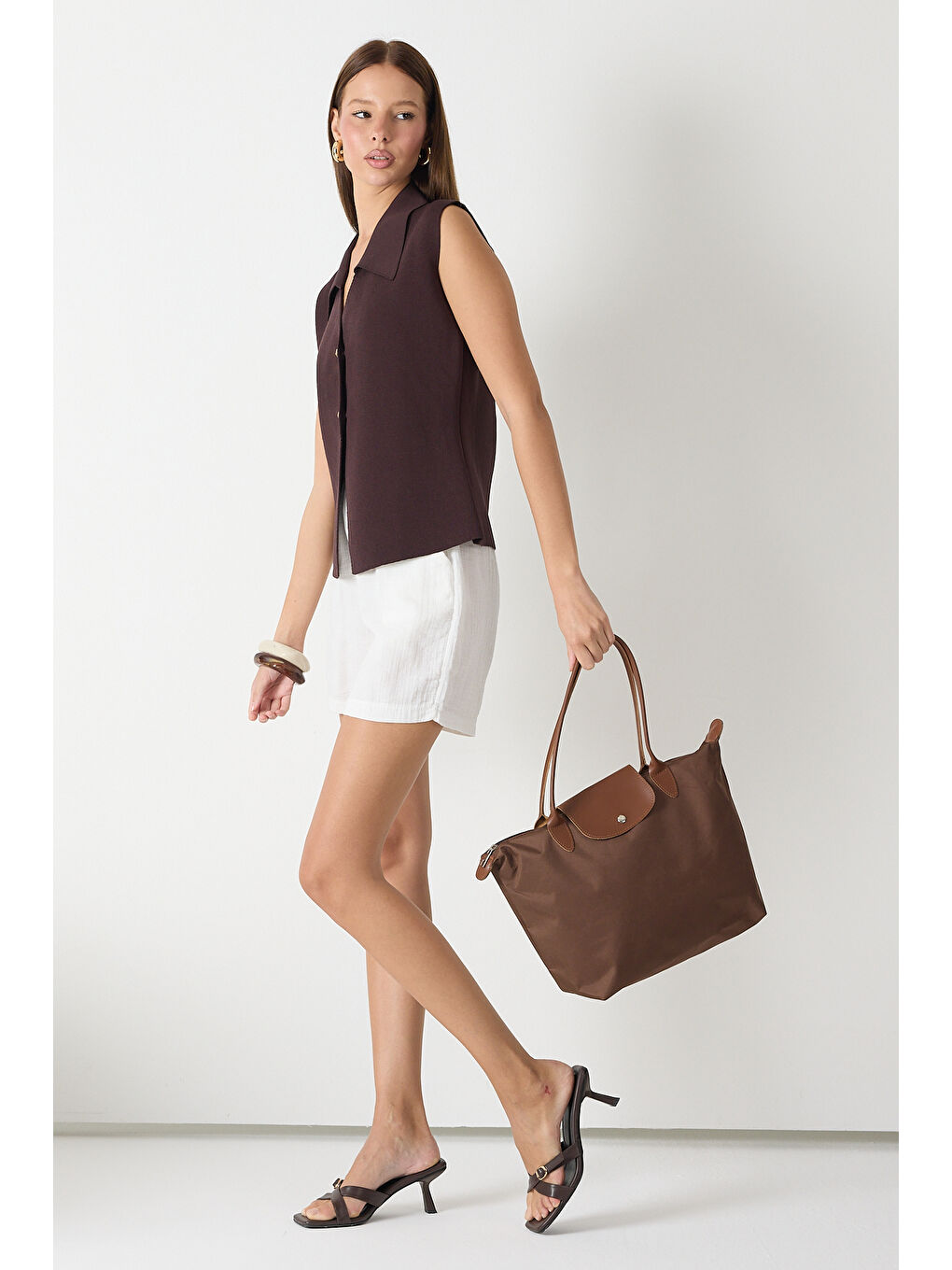 Kahverengi Kadın Kahve Orta Boy Askılı El ve Omuz Çantası-2