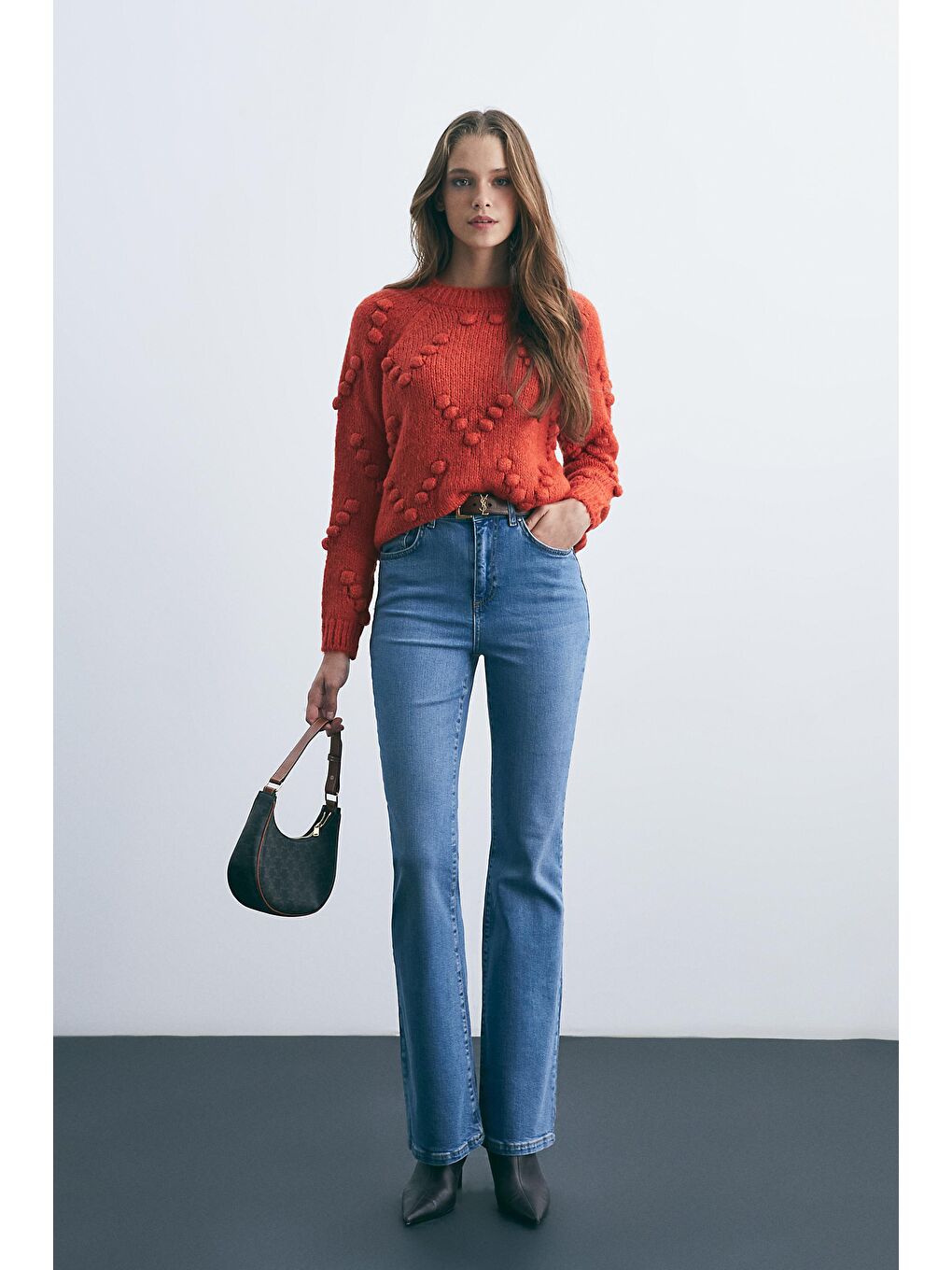 Turuncu Pon Pon Detaylı Kazak-2